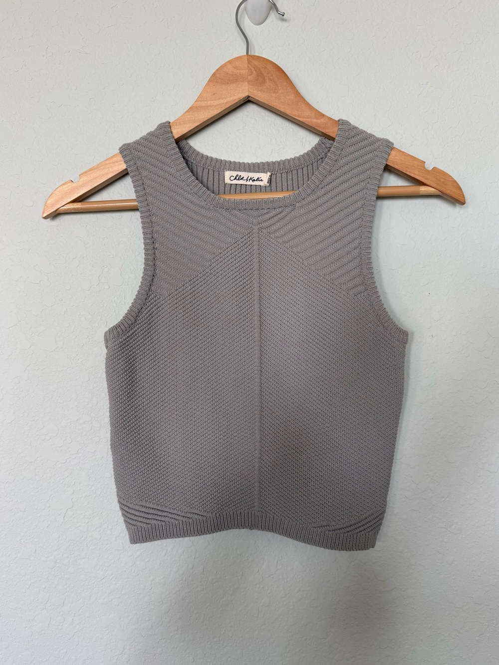 Chloe & Katie Light Gray Ribbed Knit Tank